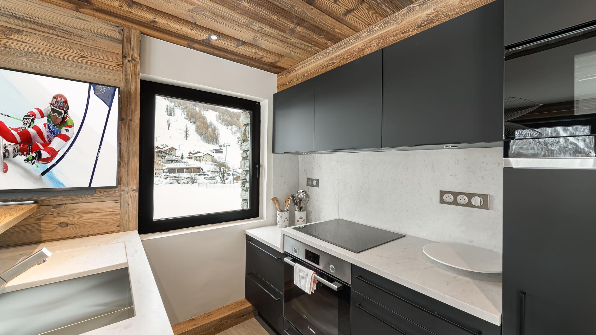 Appartement Flocon 5 - Location chalets Covarel - Val d'Isère Alpes - France - Cuisine