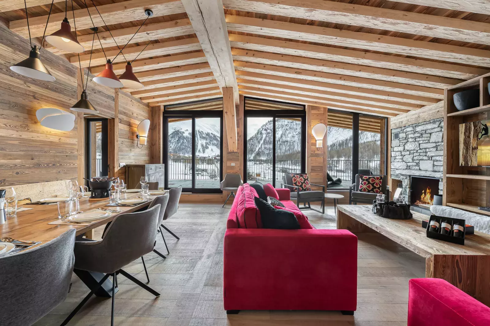 Séjour de l'appartement chamois
