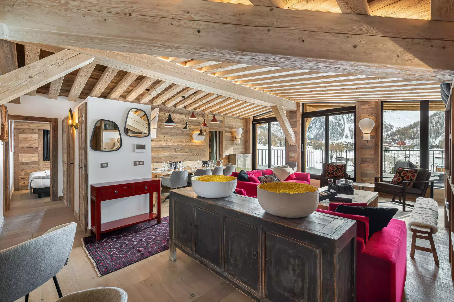 Séjour de l'appartement chamois