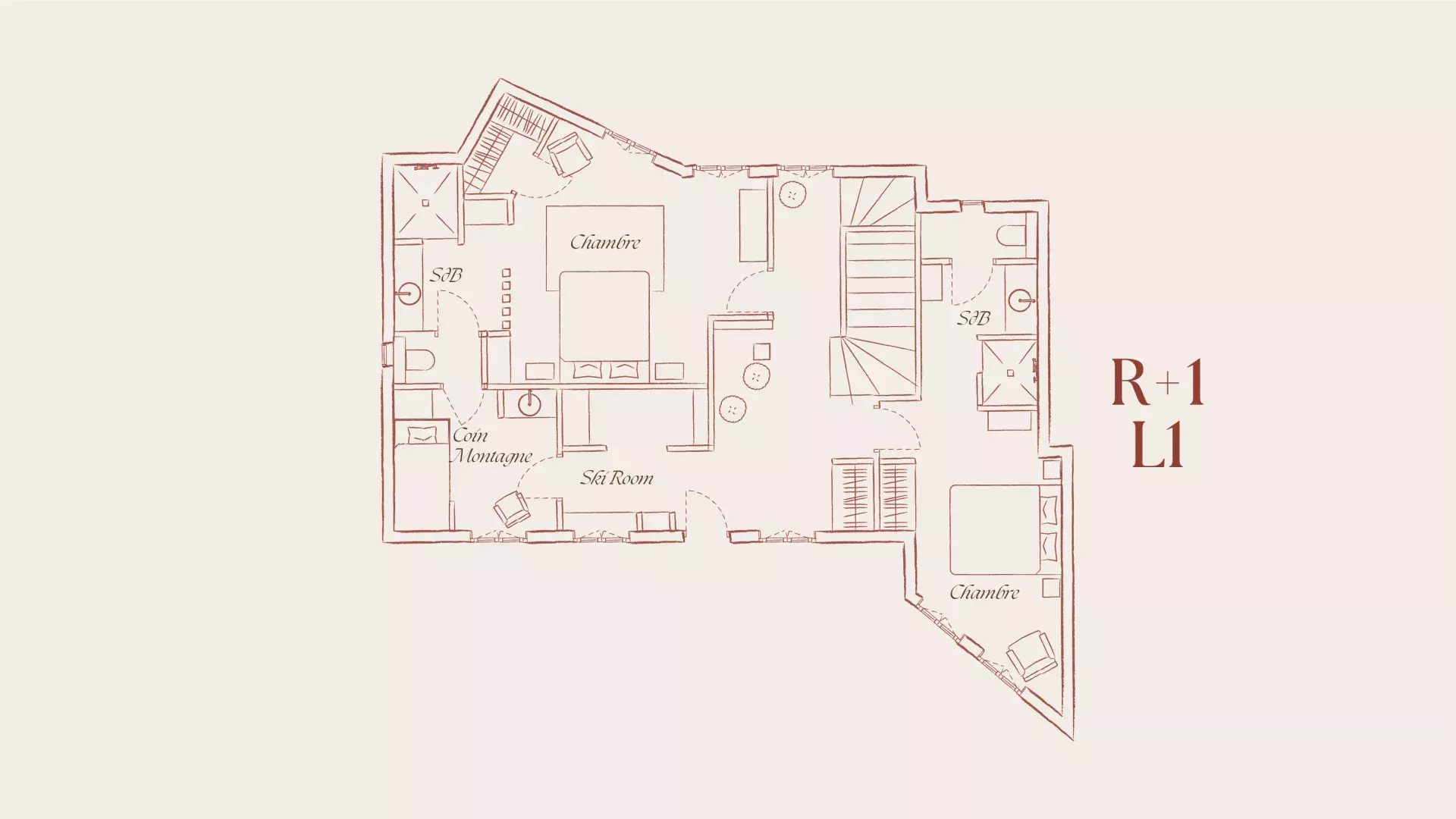 Plan du Chalet Papillon R+1